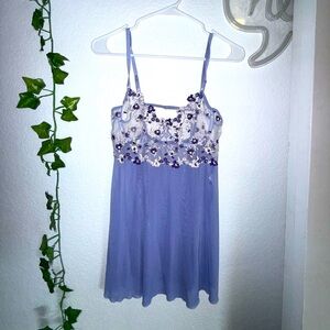 Fashion Nova Purple Mesh & Satin Lingerie Dress – Size M